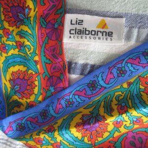 44" LIZ CLAIBORNE SILK PAISLEY TIE SCARF 3" WIDE MULTICOLOR